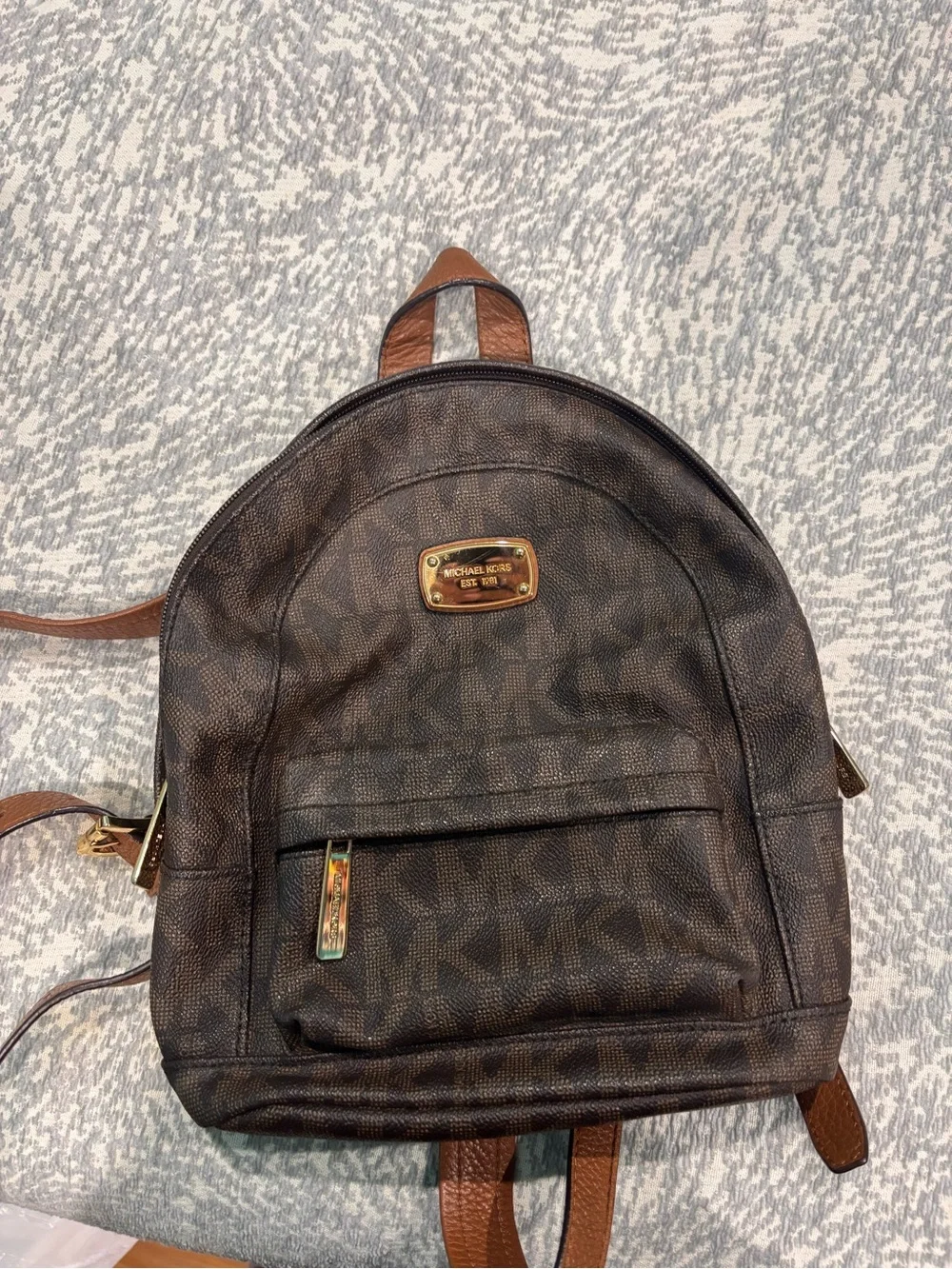 Michael Kors Abbey Medium Signature Backpack - Brown MK Monogram